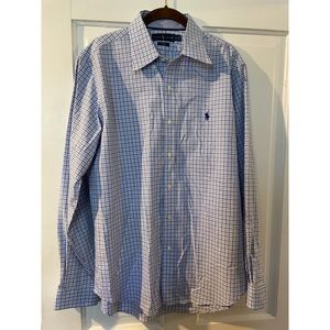 Polo by Ralph Lauren. Men’s button-down check plaid dress shirt size large. VGUC